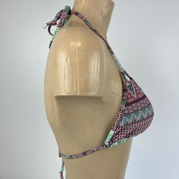 Body Glove Women's Size Medium Pink Blue Print Triangle Bikini Top Swimwear M - Picture 3 of 10